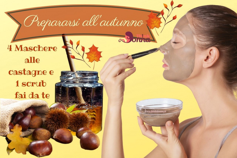 donna spalma maschera bellezza viso castagne miele foglie autunno