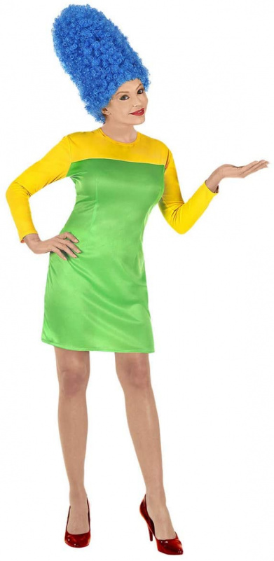 travestimento Halloween costume Marge Simpson parrucca azzurra