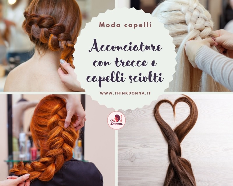 acconciature con trecce capelli sciolti moda 