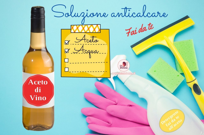 aceto di vino bianco spruzzino spatola pulisci vetri soluzione anticalcare ricetta