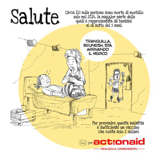 Cibo, acqua, scuola, salute: quattro vignette per raccontare la povert nel mondo vignetta gud per actionaid salute