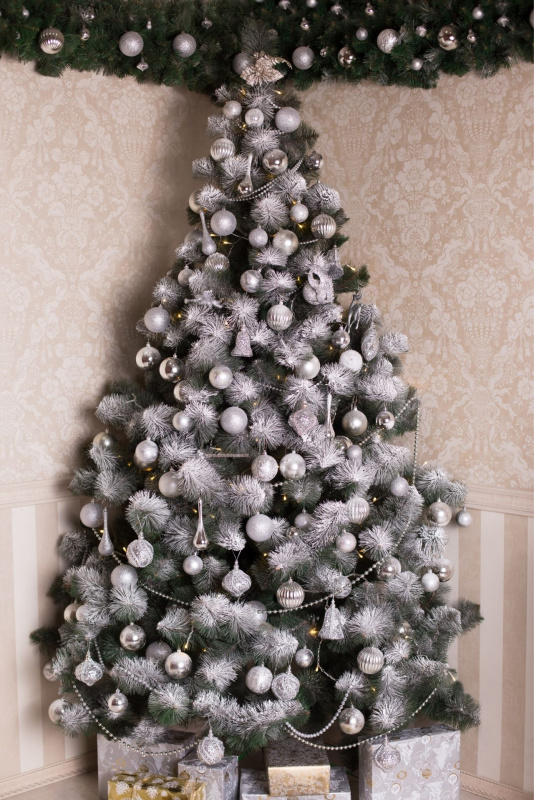 palline argento decorazioni silver christmas tree