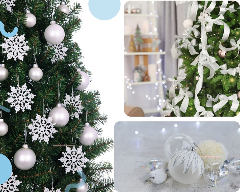 white christmas tree decorazioni bianche albero palline 