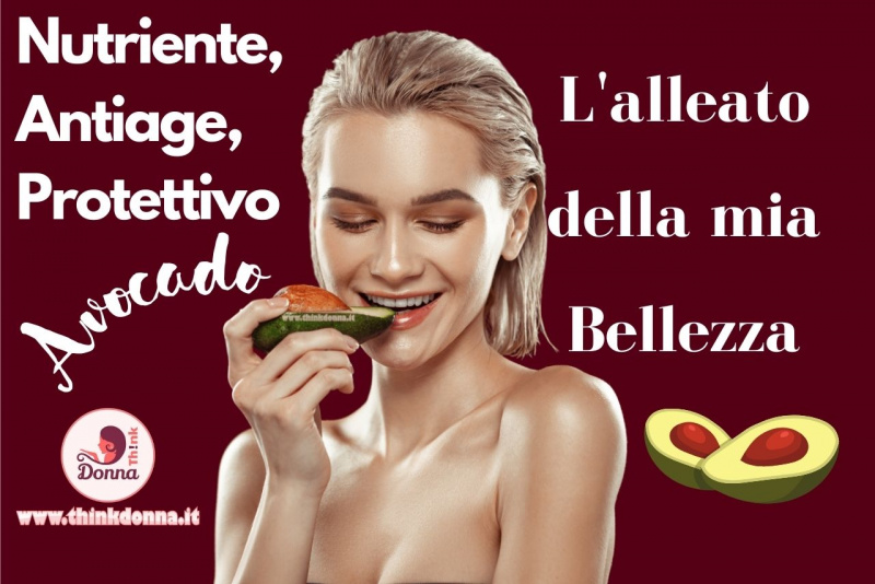 viso donna capelli biondi bella pelle luminosa morde avocado denti bianchi