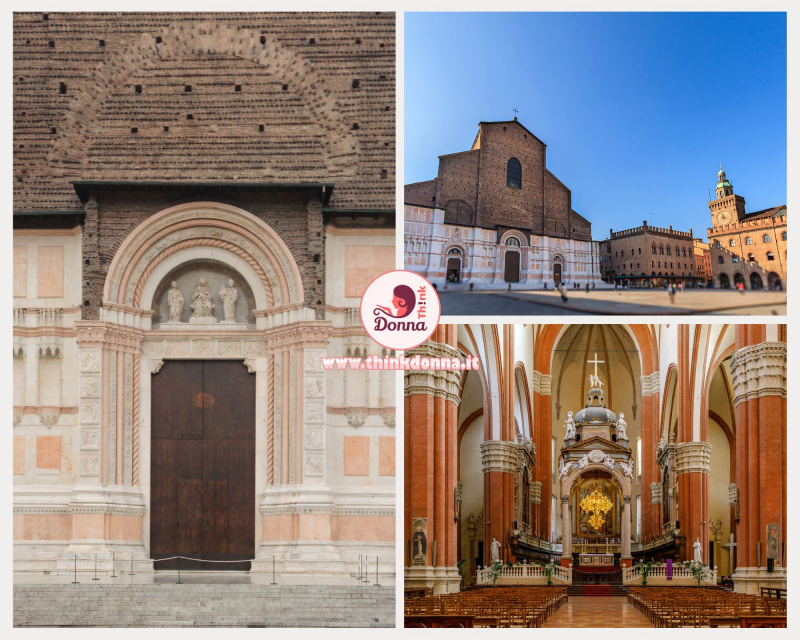 portone entrata interni e particolare basilica di San Petronio in Piazza Maggiore a Bologna