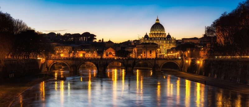 Roma vista bellisismo tramonto Tevere Cattedrale San Pietro