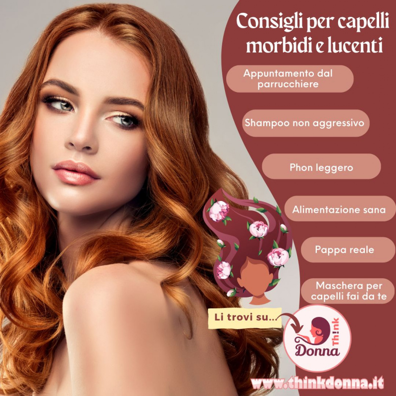 cura di bellezza capelli lunghi rosso rame morbide onde occhi azzurri consigli tips