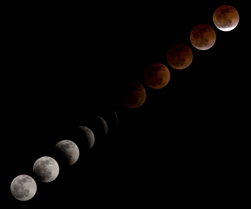 Eclissi lunare Effetto Blood Moon Luna rossa 