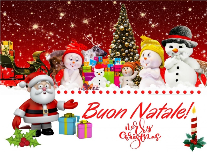 Buon Natale Merry Christmas regali vignetta natalizia auguri babbo natale