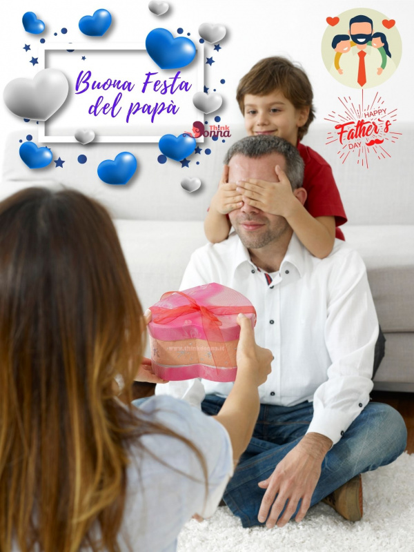 bambini fanno sorpresa al loro pap per la sua festa 19 marzo pacco regalo cuori stelle