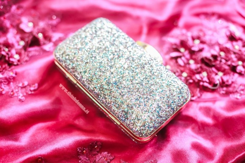 borsa da sera clutch argento strass