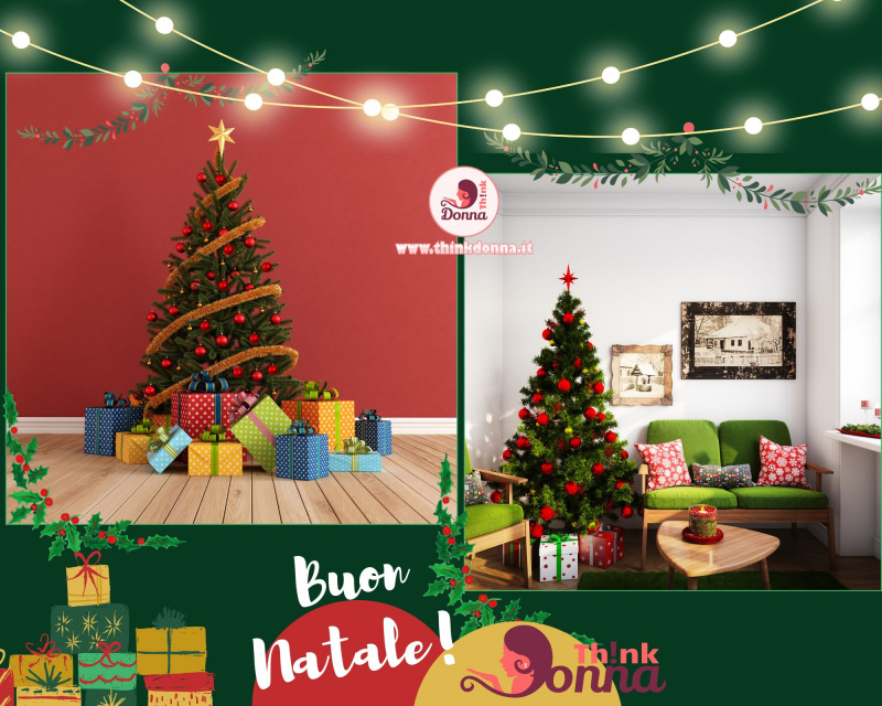 decorazioni Natale rosso oro verde pacchi regalo