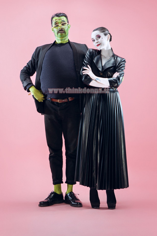 costume coppia halloween Frankenstein e moglie trucco