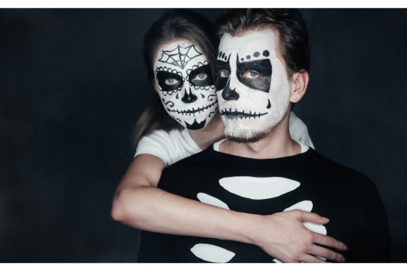 trucco coppia uomo donna make up Halloween bianco nero 