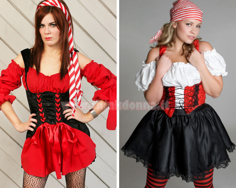 piratessa costume carnevale halloween gonna rosso nero