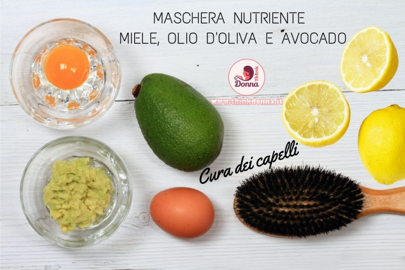 ingredienti maschera nutriente miele olio oliva avocado tuorlo uovo limone