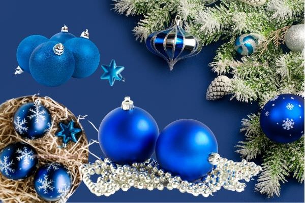 decorazioni natalizie palline albero di natale blu navy stelle argento