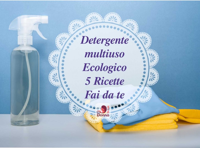 detergente naturale pulizia casa guanti gomma panni flacone spruzzino