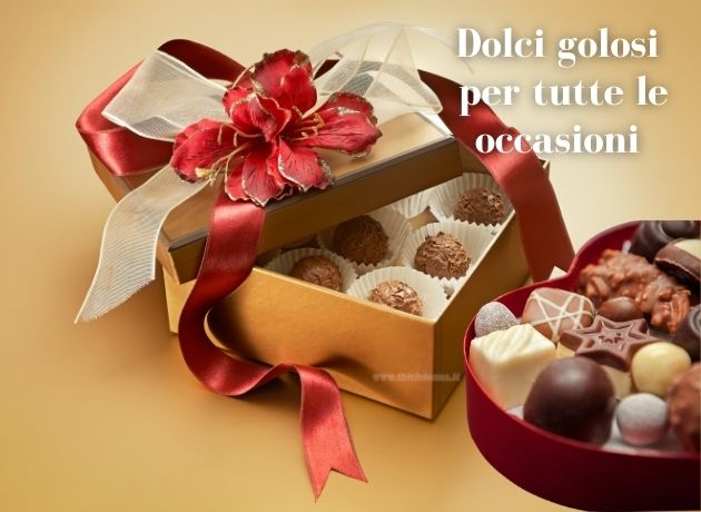 cioccolatini praline confezione regalo dolci golosi fiocco fiore rosso oro