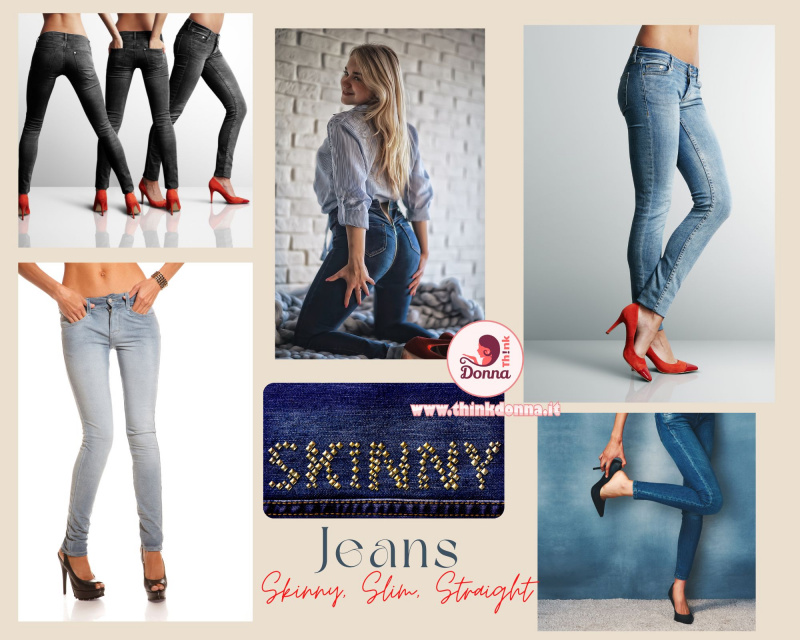 modelli di jeans skinny slim straight donne indossano