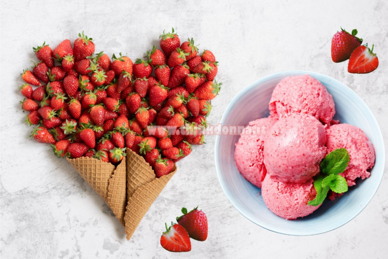 ciotola sorbetto gelato alla fragola coni cialde fragole forma gelati