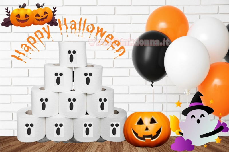 illustrazioni zucche halloween fantasma simpatico scritta happy halloween