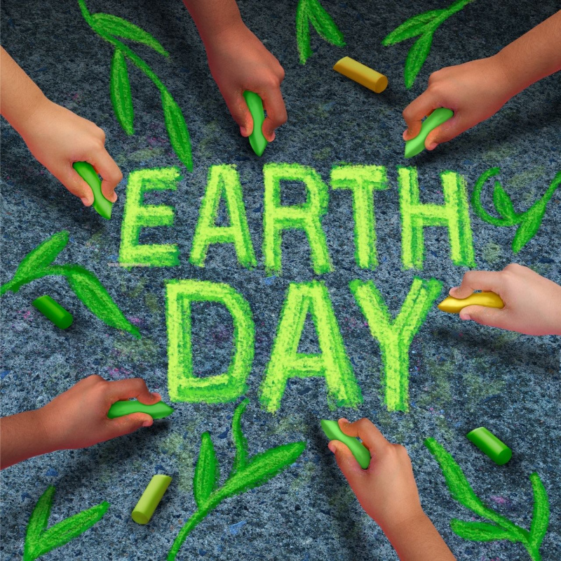 giornata della terra earth day disegno foglie verdi com gessetto verde bambini