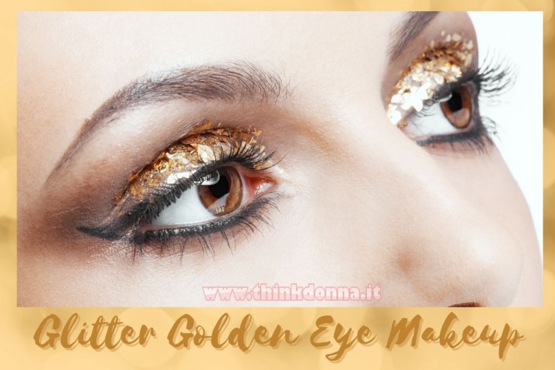 golden glitter makeup occhi trucco feste fine anno