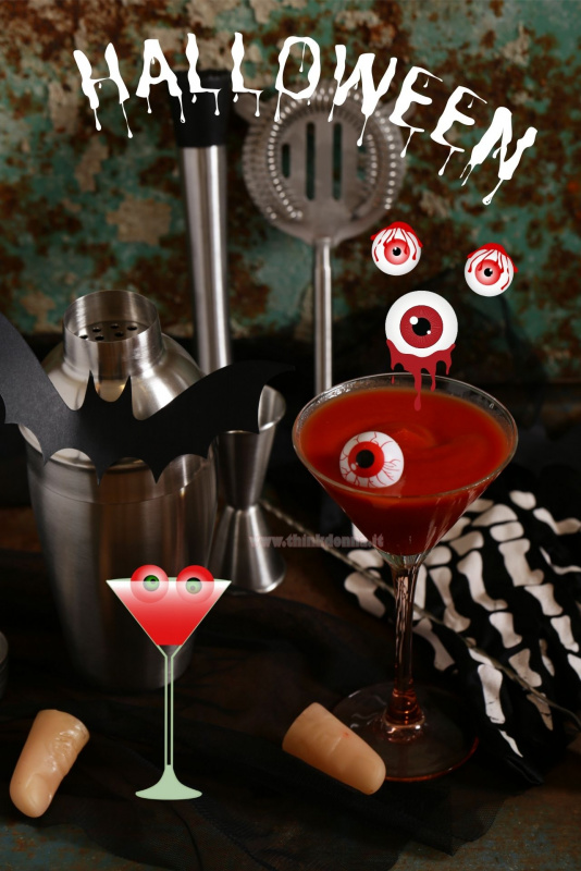 bevanda drink terrificanti tema Halloween rosso sangue occhio galleggiante strumenti bartender