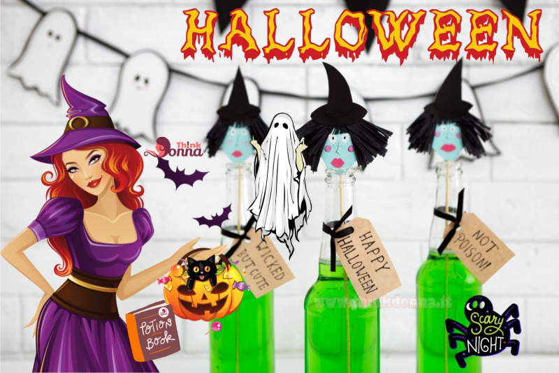 pozione polisucco della strega di Halloween illustrazioni bevanda verde