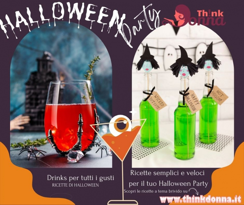 illustrazione tema Halloween drinks cocktail scritta ricette nero arancione