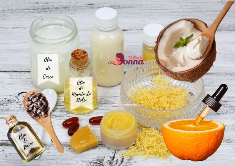 ingredienti burrocacao naturale cera d'api olio di cocco olio essenziale arancio olio di ricino olio di mandorle dolci