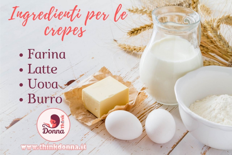 crepes fatte in casa ingredienti ricetta uova latte farina burro spiga brocca vetro