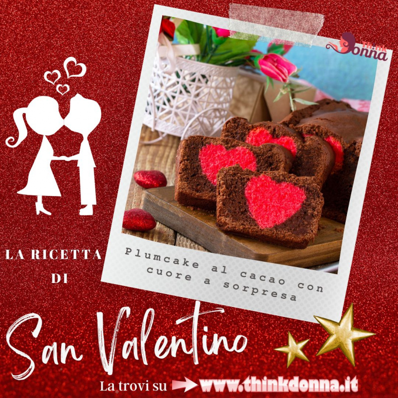 plumcake al cacao foto ricetta san valentino illustrazione innamorati che si baciano stelle oro