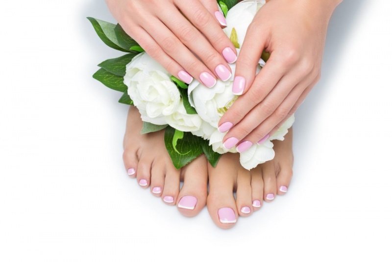 mani curate piedi bellissimi french manicure rosa bellissima rose camelie bianche 