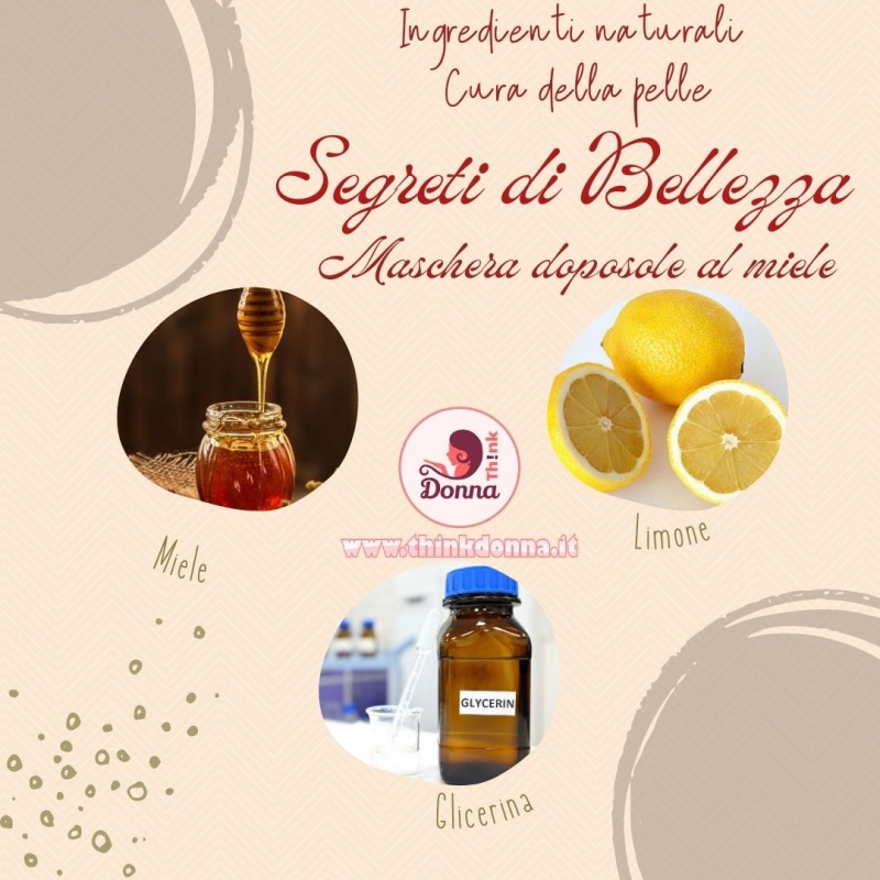 ingredienti naturali maschera bellezza barattolo miele spargimiele limone boccetta glicerina