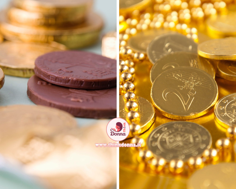 cioccolato coperto carta dorata moneta 