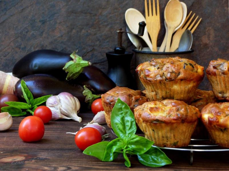 muffin mediterranei pomodori basilico melanzane aglio