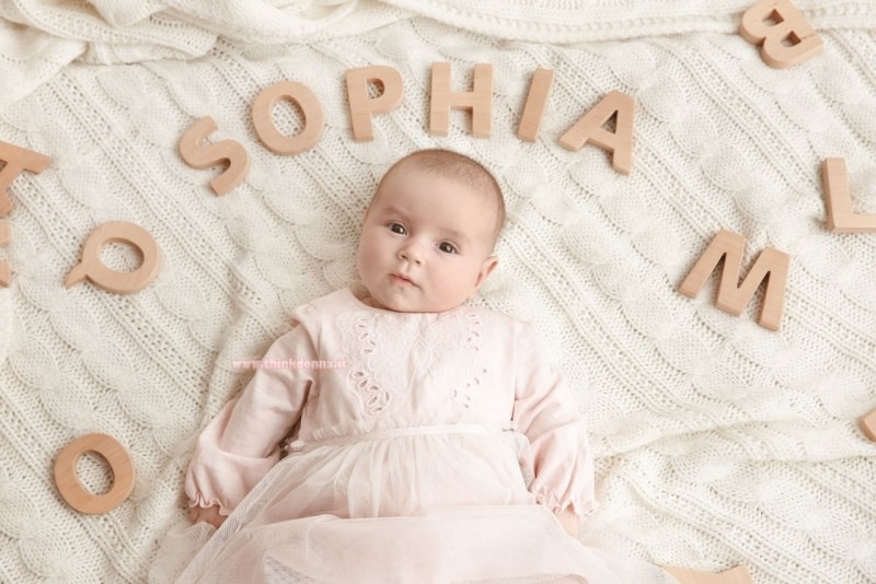 neonata copertina di lana nome lettere Sophia