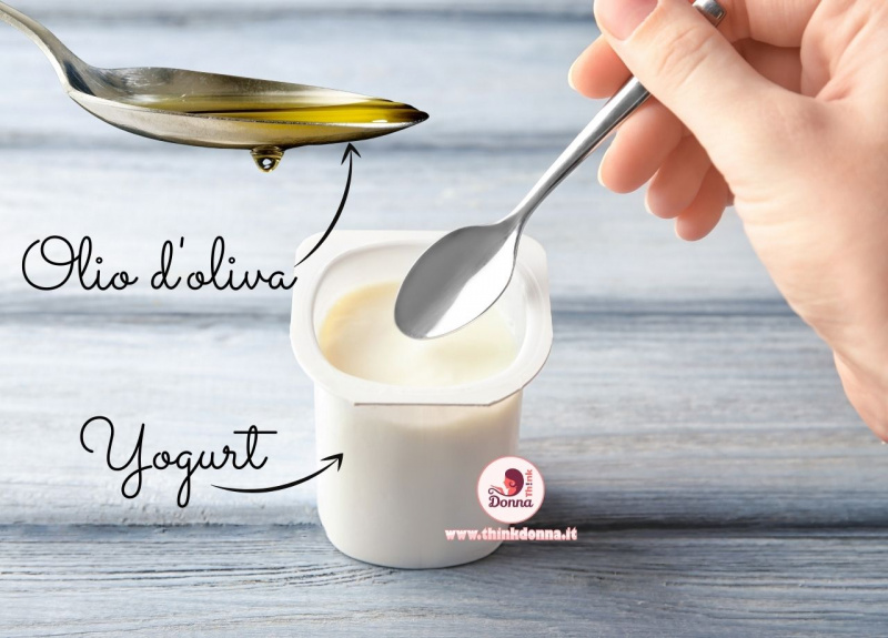 vaso yogurt bianco naturale intero cucchiaio olio oliva