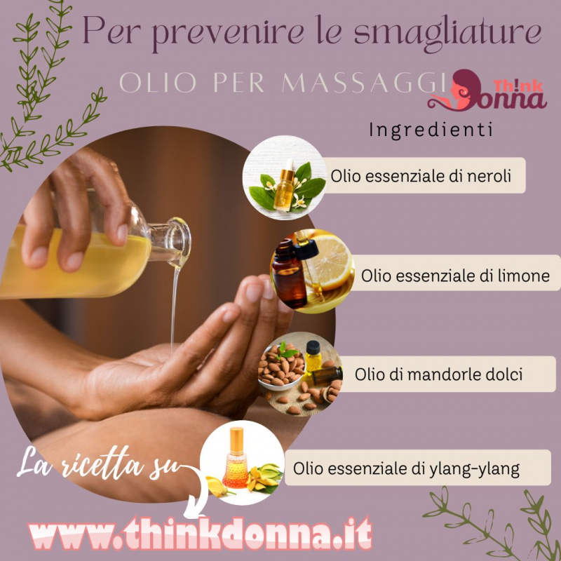 mani donna versano olio per massaggi contro smagliature olio essenziale neroli limone ylan ylan olio di mandorle dolci