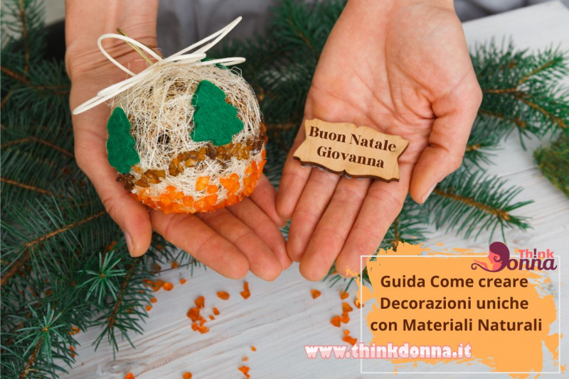 decorazione natalizia palla albero di natale materiale naturale segnaposto scritta buon natale