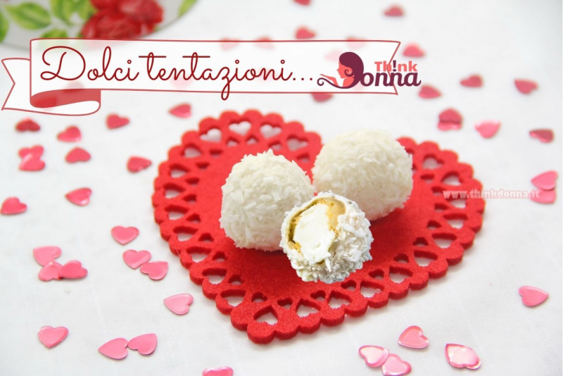 dolci tentazioni praline cioccolato bianco ripieno mandorla rivestimento cocco cuore 