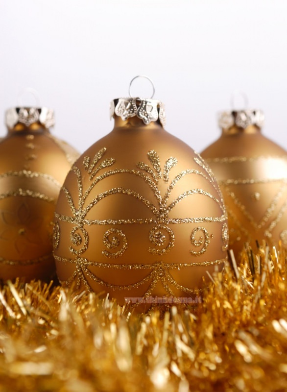 palline dorate di natale oro decorato rilievo