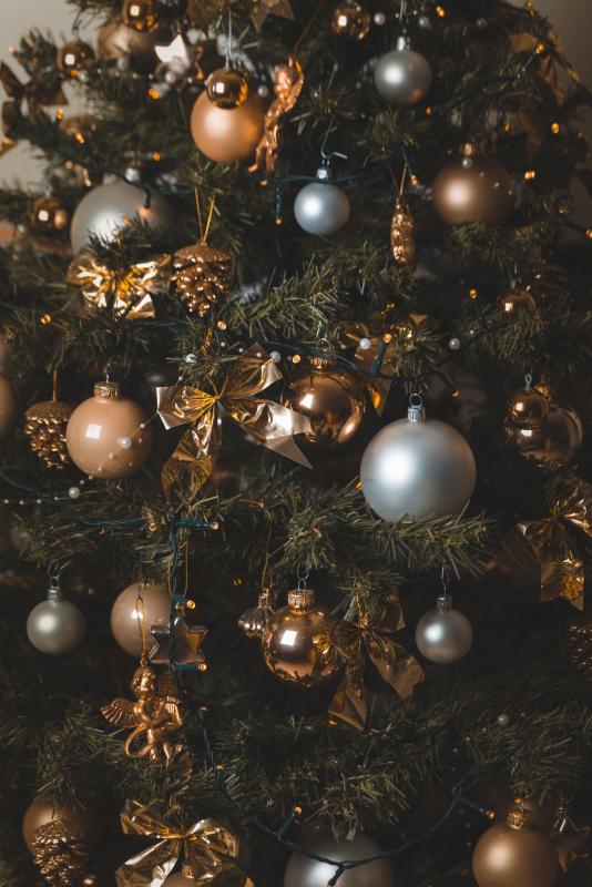 decorazioni natalizie metallo oro argento fiocchi perline