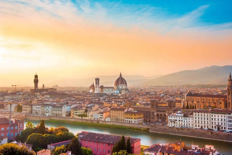 bellissimo tramonto panorama Firenze Arno Duomo cattedrale