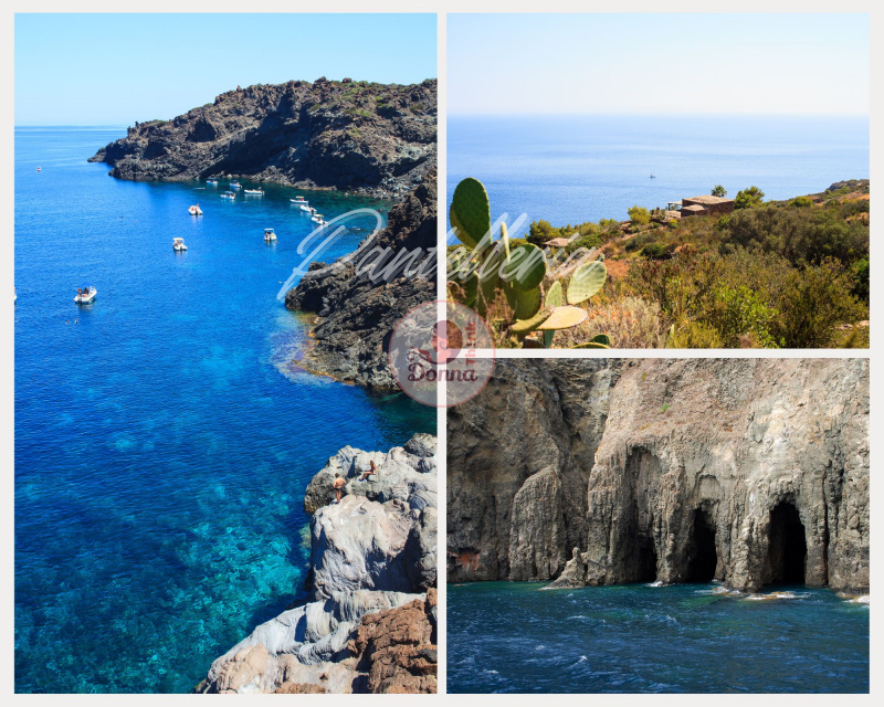 grotte mare scogliera Pantelleria cielo azzurro natura selvaggia fichi d'india