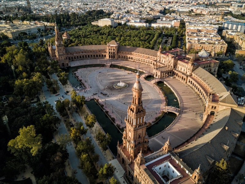 Plaza de Espaa di Siviglia vista aerea dall'alto