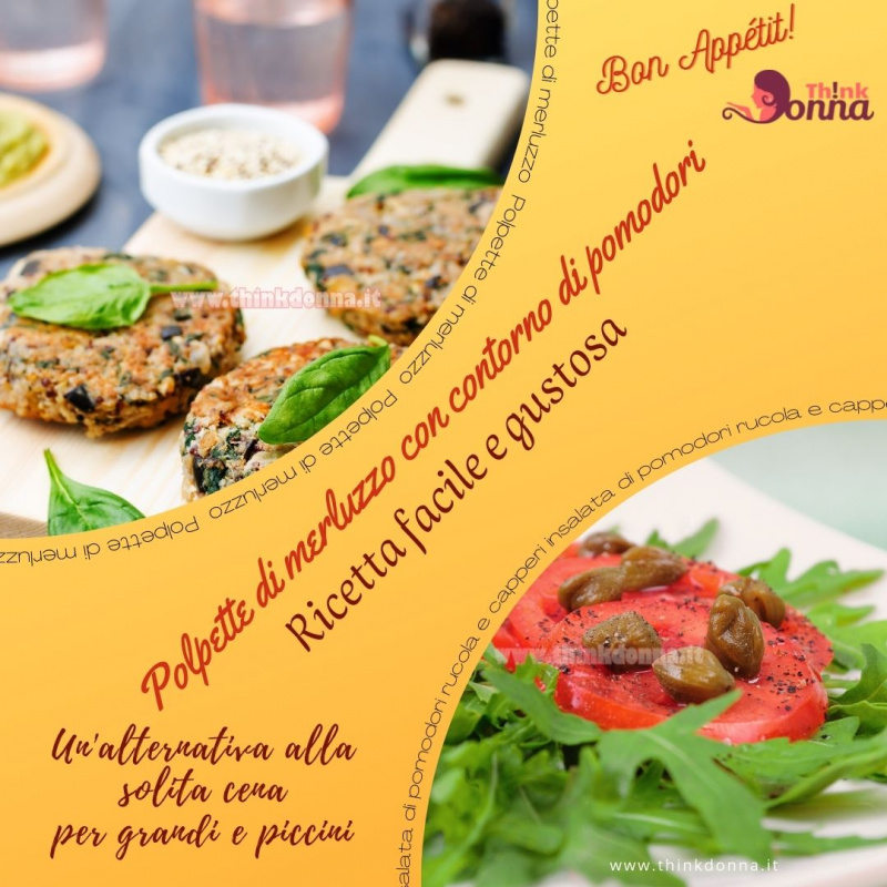 ricette cucina polpette di merluzzo con contorno pomodori rucola capperi