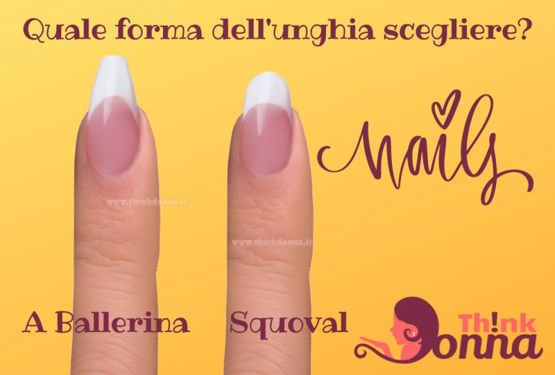 dita mano unghia forma a ballerina coffin squoral nails